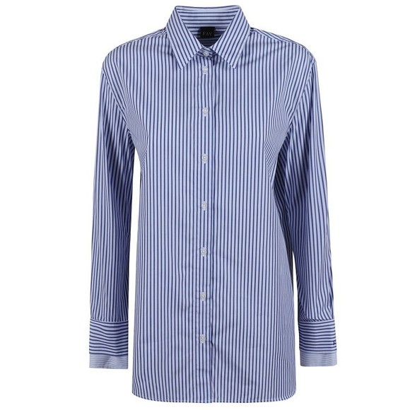 Fay Blue Vertical Stripe Cotton Shirt With Button-Down Front - NWT - Picture 1 of 2